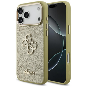 Guess Fixed Glitter Big 4G Metal Frame - Case iPhone 17 Pro Max (gold)
