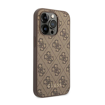 Guess 4G Metal Gold Logo - Coque iPhone 14 Pro (marron)