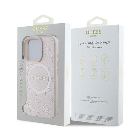 Guess Saffiano Peony Classic Logo MagSafe - iPhone 16 Pro tok (rózsaszín)