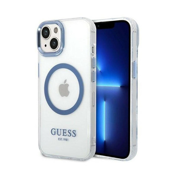 Guess Metal Outline Magsafe - iPhone 14 Plus tok (átlátszó / kék)