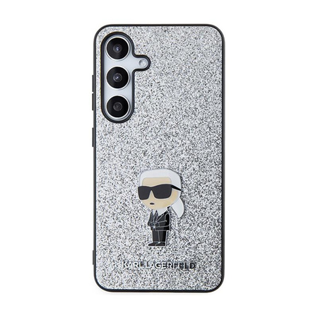 Karl Lagerfeld Fixed Glitter Ikonik Logo Metal Pin - pouzdro Samsung Galaxy S24+ (stříbrný)