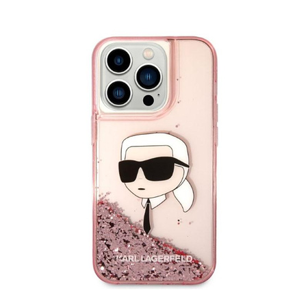 Karl Lagerfeld Liquid Glitter NFT Karl's Head - iPhone 14 Pro Max Tasche (rosa)