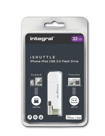 Integral iShuttle - Clé USB de 32 Go avec connecteur USB et Lightning Certification MFi