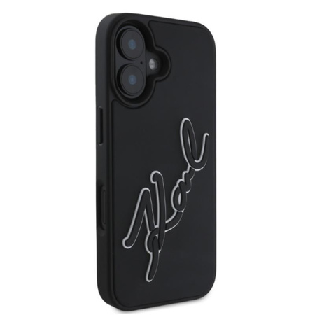 Karl Lagerfeld 3D Rubber Bicolor Signature - Pouzdro iPhone 16 (černé)