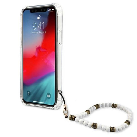 Guess White Pearl Strap - iPhone 12 / iPhone 12 Pro Tasche (Transparent)