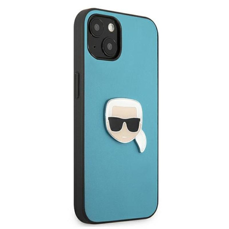 Karl Lagerfeld PU Leather Karl's Head Metal - étui pour iPhone 13 mini (bleu)