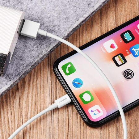 Borofone - USB-A Lightning kábel csőbe csomagolva, 1 m (fehér)