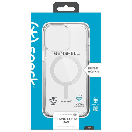Speck Gemshell + MagSafe - Coque pour iPhone 14 Pro Max avec MICROBAN à moitié (Clair)