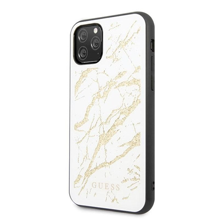 Guess Marble Glass Gold Glitter - Coque iPhone 11 Pro Max (blanc)