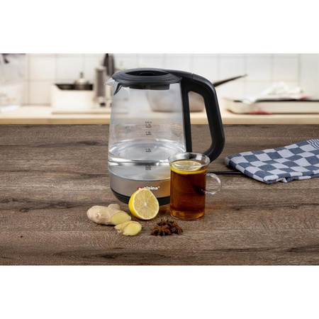 Alpina - Bouilloire électrique en verre avec éclairage LED 1,7 L 2200 W