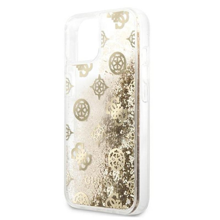 Guess Peony Liquid Glitter - Coque pour iPhone 13 mini (or)