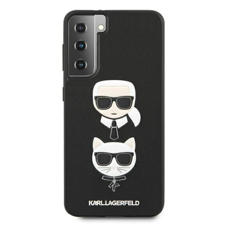 Karl Lagerfeld Saffiano Karl & Choupette Heads - Étui Samsung Galaxy S21+ (noir)