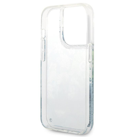 Guess Liquid Glitter Flower - iPhone 14 Pro Max Tasche (grün)