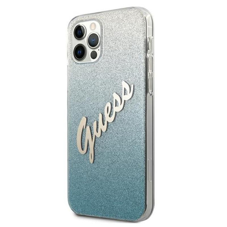 Guess Glitter Gradient Script - iPhone 12 / iPhone 12 Pro Case (blue)
