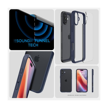 Spigen Ultra Hybrid - tok iPhone 16 készülékhez (sötétkék)