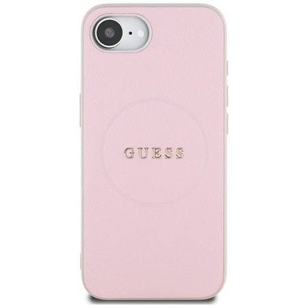 Guess Grained Ring MagSafe - étui pour iPhone 16e (rose)