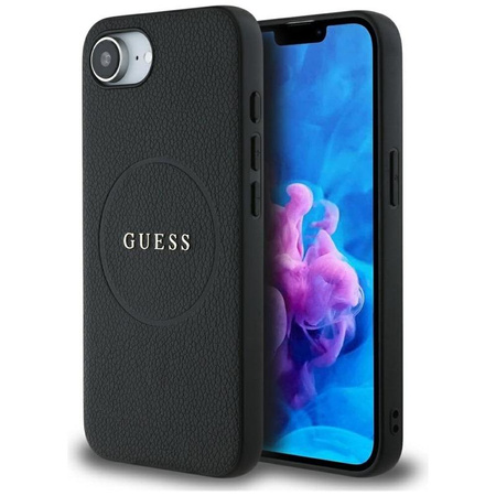 Guess Grained Ring MagSafe - tok iPhone 16e készülékhez (fekete)