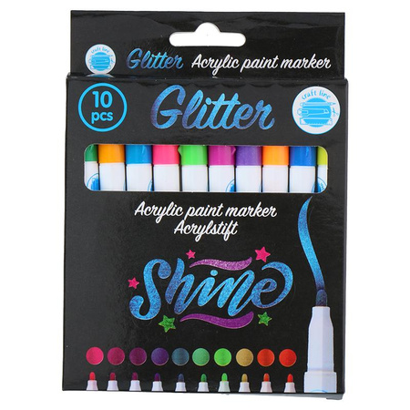 Craft - Set de marqueurs / stylos acryliques, 10 pièces. (paillettes)