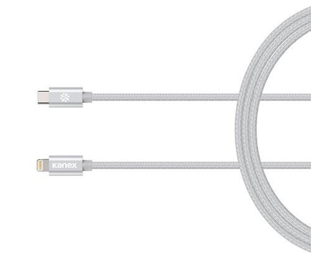 Kanex DuraBraid - USB-C (Power Delivery) to Lightning connection cable MFi certified 1.2 m (Silver)