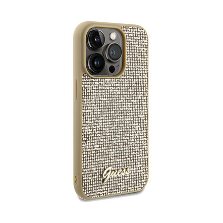 Guess Disco Metal Script - Coque iPhone 14 Pro (Or)