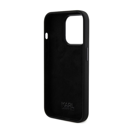 Karl Lagerfeld Silicone Ikonik Metal Pin - iPhone 15 Pro Max Tasche (Schwarz)