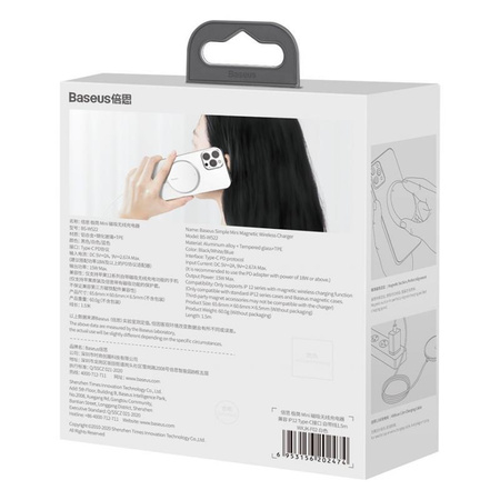 Baseus Simple Mini - Chargeur inductif sans fil 15 W Mag Safe (blanc)