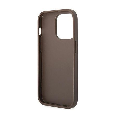 Guess 4G Bottom Stripe Metal Logo Collection - iPhone 14 Pro tok (barna)