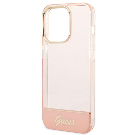 Guess Translucent - pouzdro pro iPhone 14 Pro (růžové)