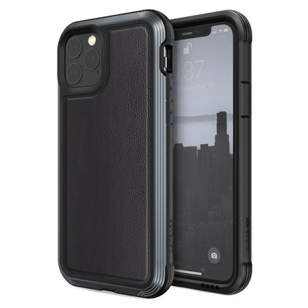 X-Doria Defense Lux - Hliníkové pouzdro pro iPhone 11 Pro (pádový test 3 m) (černá kůže)
