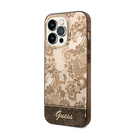 Guess Porcelain Collection - Coque iPhone 14 Pro Max (ocre)