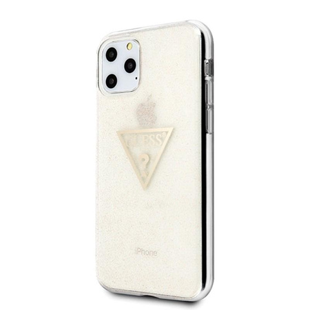 Guess Solid Glitter Triangle - Coque iPhone 11 Pro (Or)