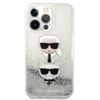 Karl Lagerfeld Liquid Glitter Karl & Choupette Head - Coque iPhone 13 Pro Max (argent)