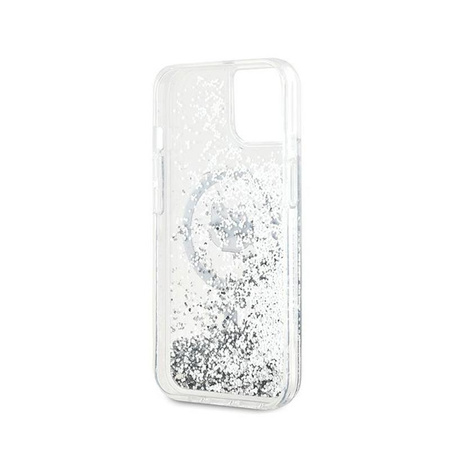 Karl Lagerfeld Liquid Glitter Choupette Head MagSafe - pouzdro pro iPhone 13 (průhledné)