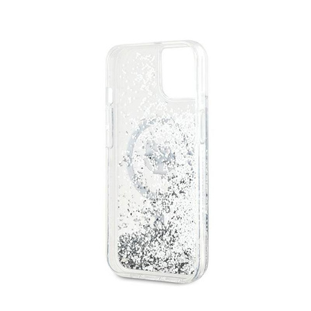 Karl Lagerfeld Liquid Glitter Choupette Head MagSafe - pouzdro pro iPhone 15 Plus / 14 Plus (průhledné)