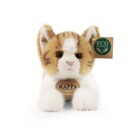 Rappa - Mascotte réaliste en peluche Chat brun et blanc couché 20 cm Respect de l'environnement