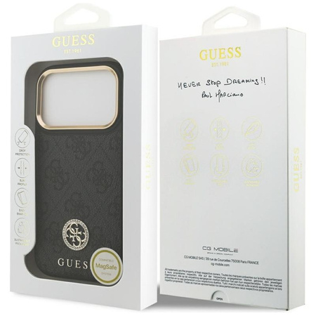 Guess 4G Strass Logo MagSafe - Pouzdro iPhone 17 Pro (černé)