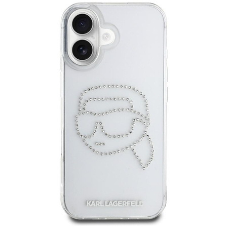 Karl Lagerfeld IML Rhinestones Karl Head - Hülle für iPhone 16 (transparent)