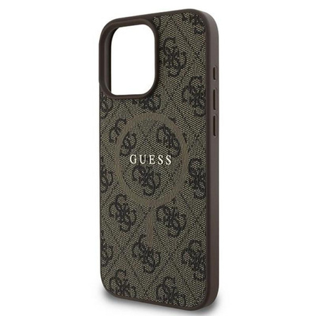 Guess 4G Ring Classic Logo MagSafe - pouzdro pro iPhone 16 Pro (hnědé)