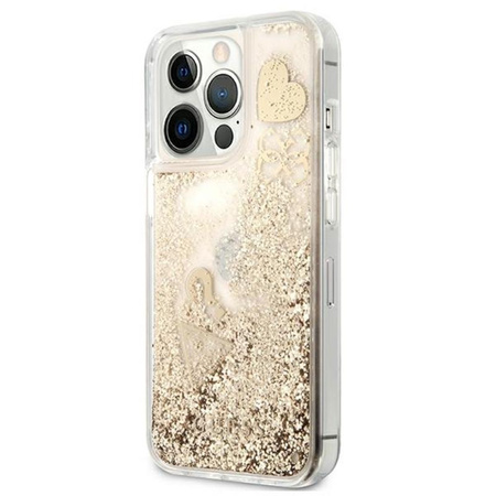 Guess Liquid Glitter Charms - Etui iPhone 13 Pro (złoty)