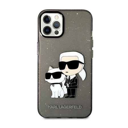 Karl Lagerfeld IML Glitter NFT Karl & Choupette - Etui iPhone 12 / iPhone 12 Pro (czarny)