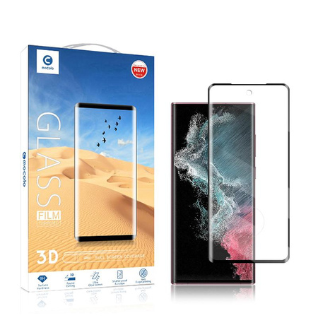 Mocolo 3D 9H Full Glue - Celoplošné ochranné sklo pro Samsung S22 Ultra (černé)