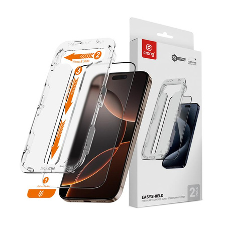 Crong EasyShield 2er-Pack - Gehärtetes Glas für iPhone 16 Pro Max (2 Stück)