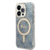 Guess Bundle Pack MagSafe 4G - pouzdro MagSafe pro iPhone 14 Pro Max + sada nabíječky (modrá/zlatá)