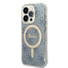 Guess Bundle Pack MagSafe 4G - pouzdro MagSafe pro iPhone 14 Pro + sada nabíječky (modrá/zlatá)