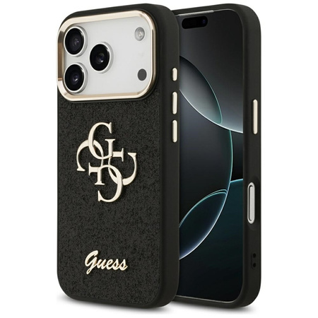 Guess Fixed Glitter Big 4G Metal Frame - Case iPhone 17 Pro (black)