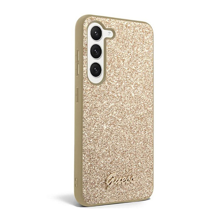 Guess Glitter Flakes Metal Logo Case - Etui Samsung Galaxy S23 (złoty)