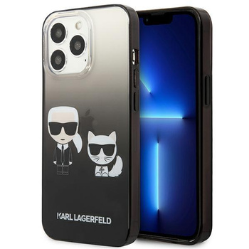 Karl Lagerfeld Gradient Ikonik Karl & Choupette - Coque iPhone 13 Pro (noir)