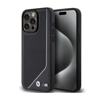 BMW Perforated Twisted Line MagSafe - Étui pour iPhone 15 Pro Max (noir)