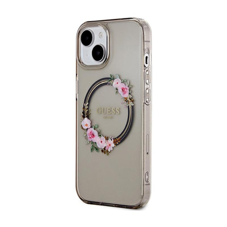 Guess IML Flowers Wreath MagSafe - iPhone 15 Case (noir)