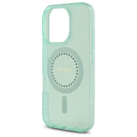 Guess IML Rhinestones MagSafe - Coque iPhone 16 Pro Max (vert)